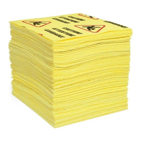 Spilltech Sorbent Pad, Universal, 15 in x 19 in, Yellow YPZ100H-BX